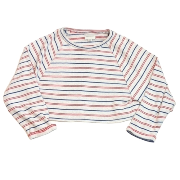 American Eagle Sweater Sz M Cropped Long Sleeve Stripes Pullover Warm Winter - Picture 1 of 10